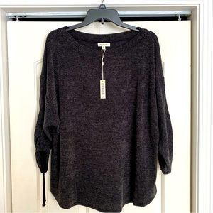 MAX Studio Grey Ribbed 3/4 Sleeve Top